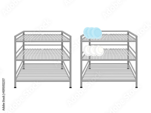 Dish rack made of aluminum.