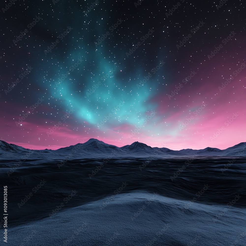 Stunning night landscape with aurora borealis. Stunning night landscape with aurora borealis.