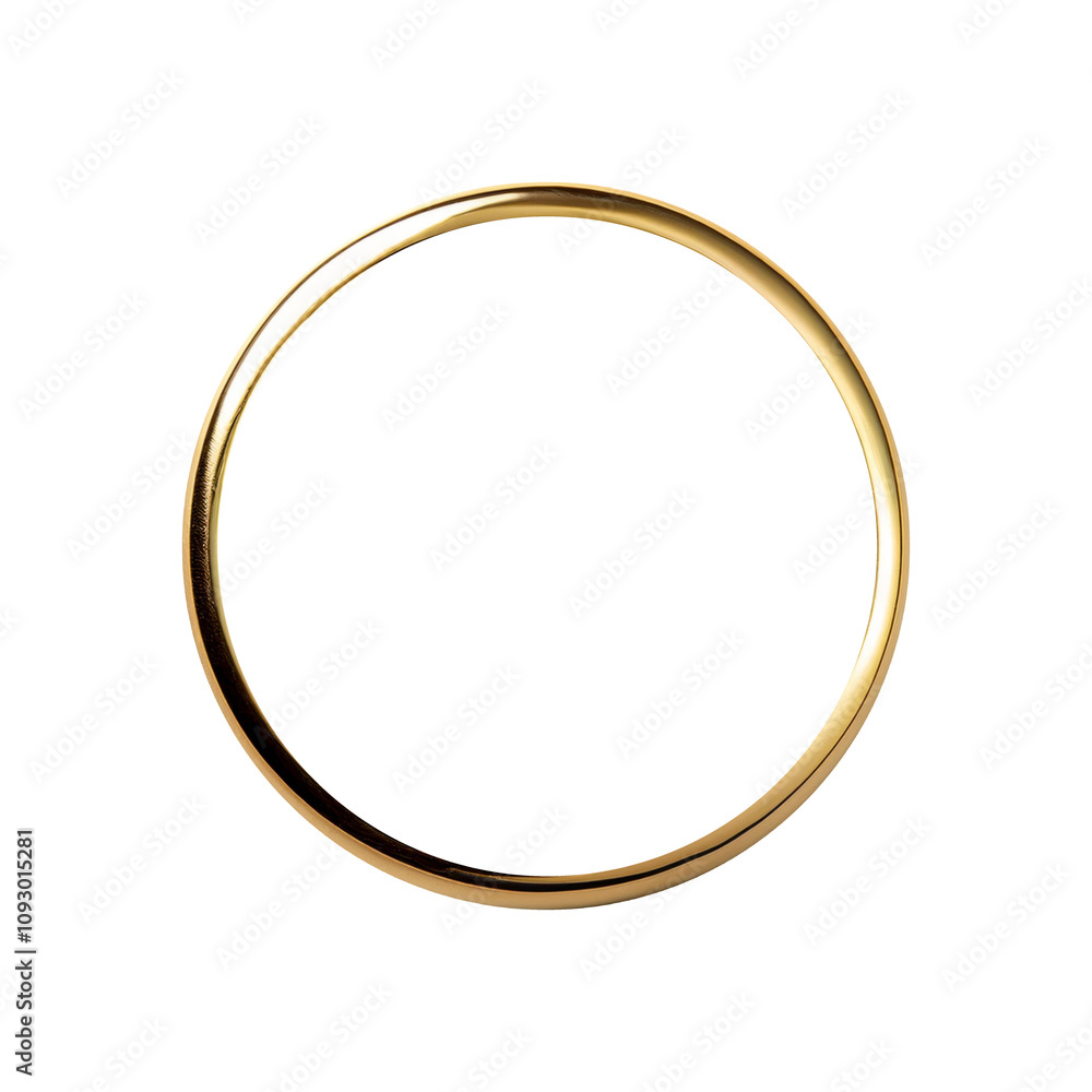 One gold wedding ring, front view, isolated transparent background illustration One gold wedding ring, front view, isolated transparent background illustration