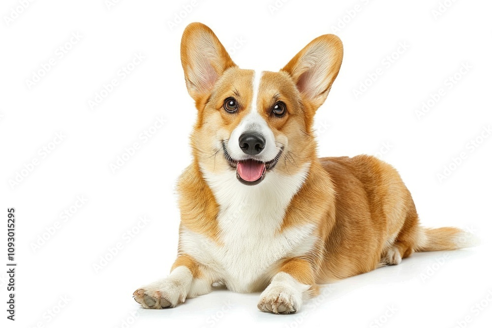 Ginger corgi dog close up on white background. Ginger corgi dog close up on white background.