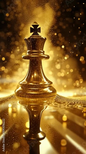 Wallpaper Mural A golden chess piece is on a surface with a lot of sparkles. Concept of luxury and elegance, as the golden chess piece stands out against the sparkling background Torontodigital.ca