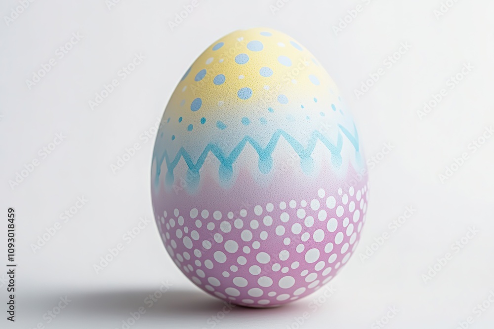 Colorful Easter egg with pattern on white background Colorful Easter egg with pattern on white background