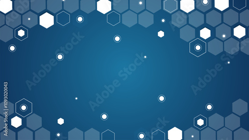 Medical Research or Tech Innovation Online Webinar Presentation Event. Abstract Digital Blue Hexagons Business or Science Background. Conference or Forum Vector Illustration Backdrop. 
