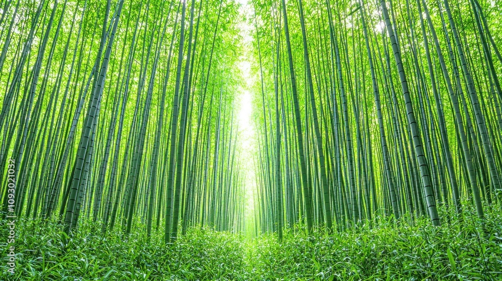 Enchanting Bamboo Forest Bathed in Gentle Light, Capturing the Serenity and Beauty of Nature. Enchanting Bamboo Forest Bathed in Gentle Light, Capturing the Serenity and Beauty of Nature.