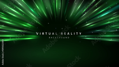 Virtual Reality VR background with zoom effect. Abstract speed lights motion background. Illustration of spreading lines shiny effects for ecommerce signs retail shopping. 
