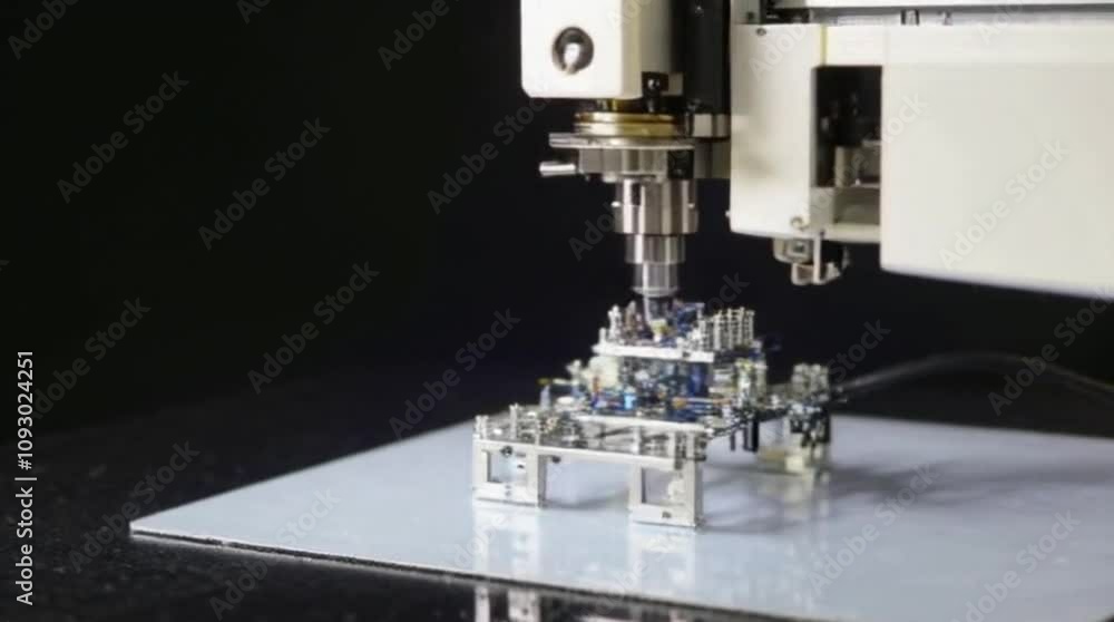 A close-up of a 3D printer creating a complex object layer by layer. A close-up of a 3D printer creating a complex object layer by layer.