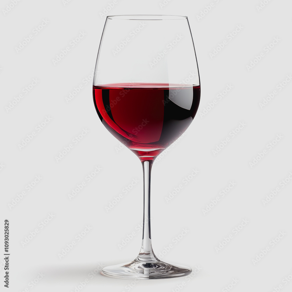 Elegant Red Wine Glass Filled with Rich Crimson Wine, Captivating Reflections, and a Minimalist Background for Sophisticated Drink Imagery Elegant Red Wine Glass Filled with Rich Crimson Wine, Captivating Reflections, and a Minimalist Background for Sophisticated Drink Imagery