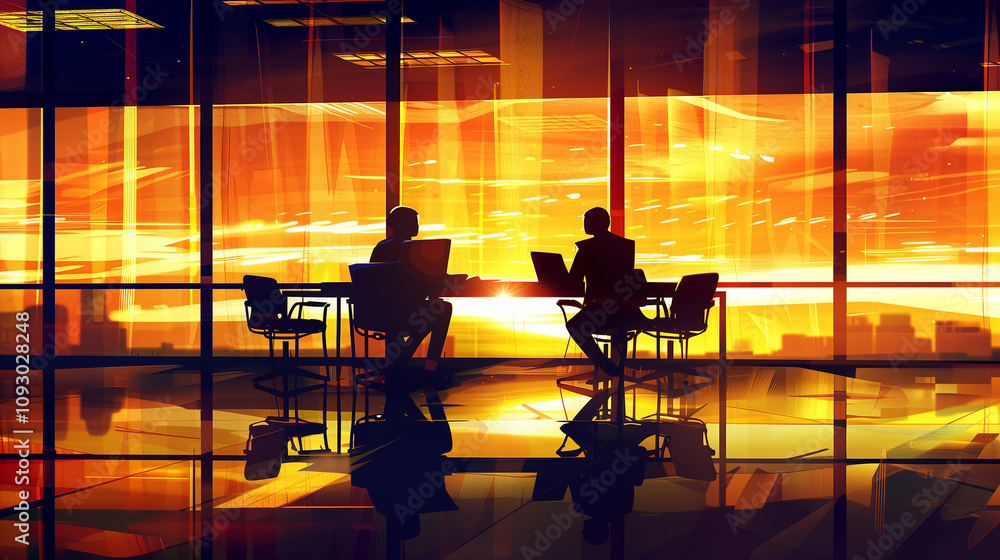 Business Professionals Engaged in Discussion Over Computer Screen in Office Conference Setting Business Professionals Engaged in Discussion Over Computer Screen in Office Conference Setting