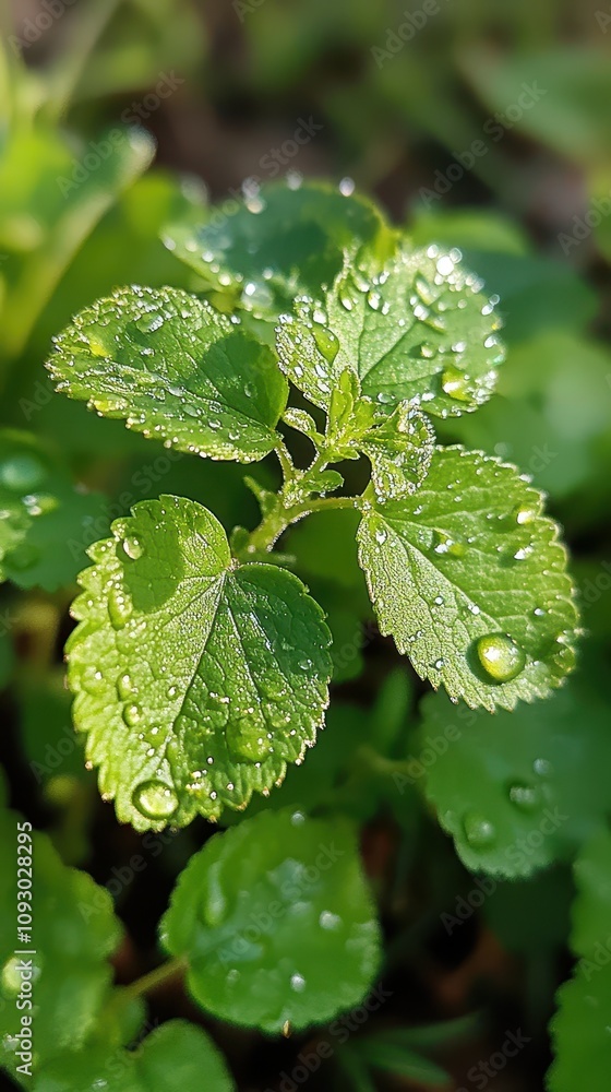 fresh green leaves with water droplets fresh green leaves with water droplets