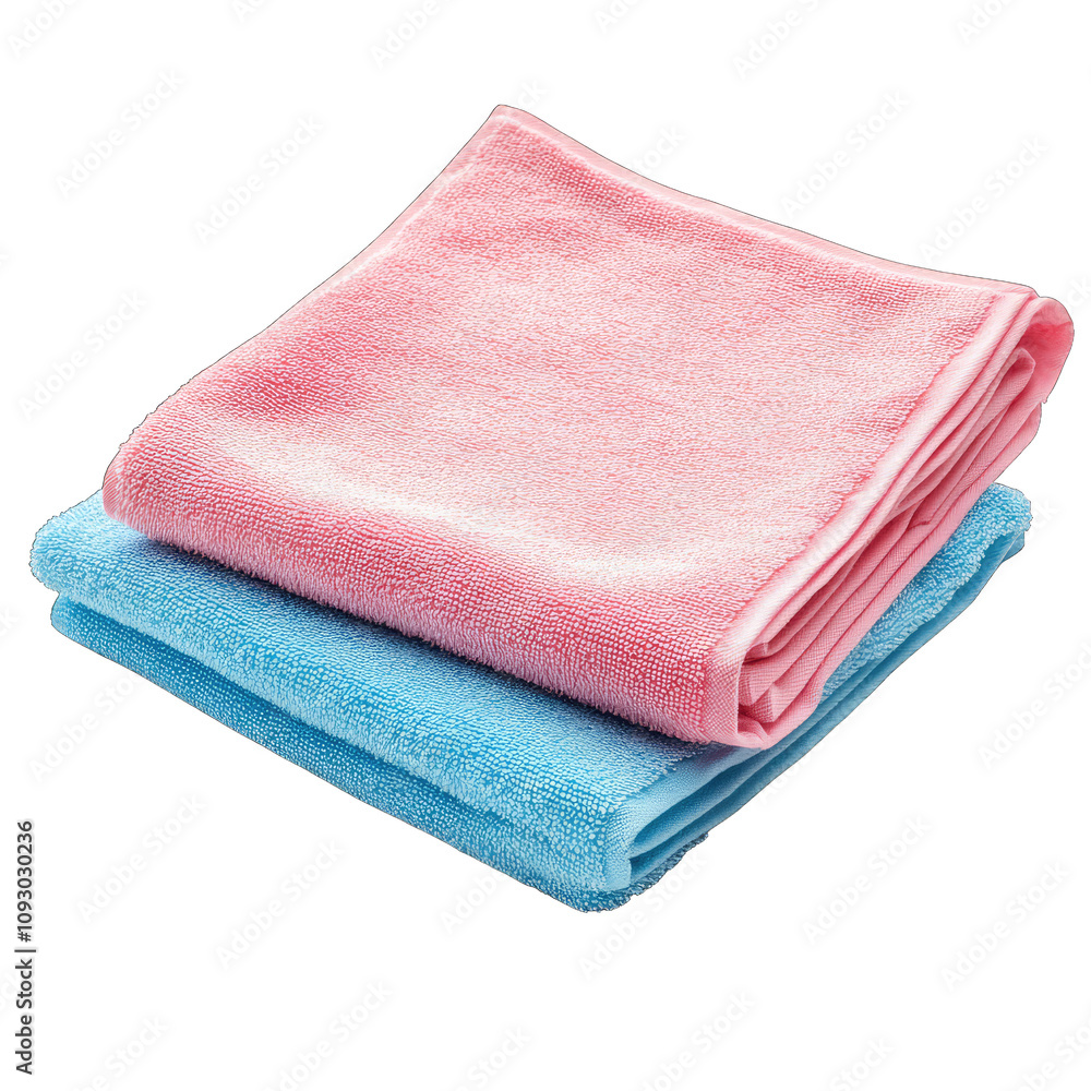 Soft pink and blue towels stacked neatly, perfect for bathroom or spa use. These absorbent towels add touch of color and comfort to any setting Soft pink and blue towels stacked neatly, perfect for bathroom or spa use. These absorbent towels add touch of color and comfort to any setting
