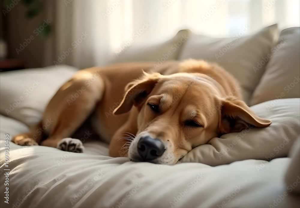 Calm Dog Resting on a Soft Cushioned Bed Calm Dog Resting on a Soft Cushioned Bed