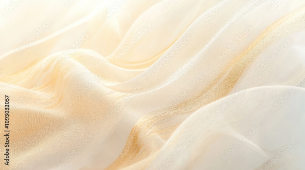 Fototapeta premium A glowing golden background that fades from creamy beige into a soft white, interspersed with fluid,