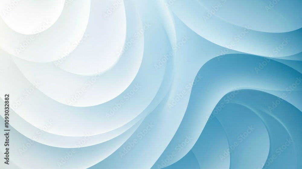 Obraz premium A light blue background with geometric circular lines fading into each other, forming a gradient-like effect. The abstract pattern is intricate yet soft,