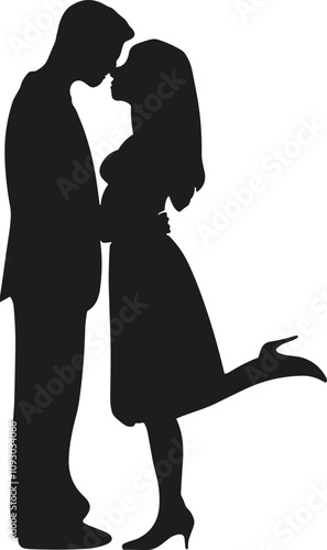 Wallpaper Mural Romantic Couple Silhouette Kissing with Playful Pose Vector Illustration Torontodigital.ca