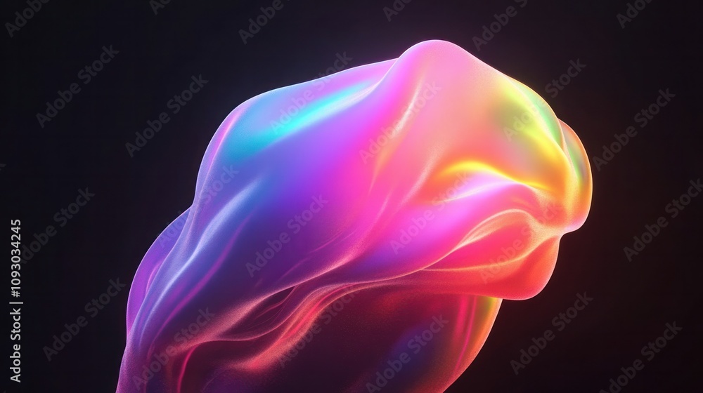 3D fluid blob with bright iridescent tones, floating on a pure black background, seamlessly looping in 4K 3D fluid blob with bright iridescent tones, floating on a pure black background, seamlessly looping in 4K