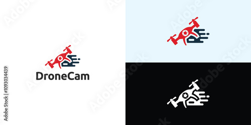 Drone Helicopter Camera Lens Photography logo. Drone with Camera Shutter or aperture logo.