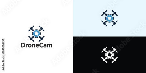 Drone Helicopter Camera Lens Photography logo. Drone with Camera Shutter or aperture logo.