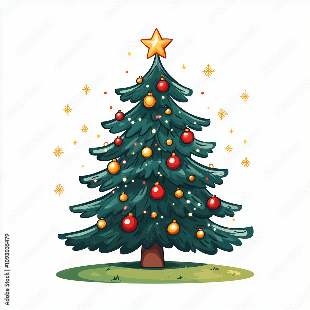 Fototapeta premium christmas tree with balls