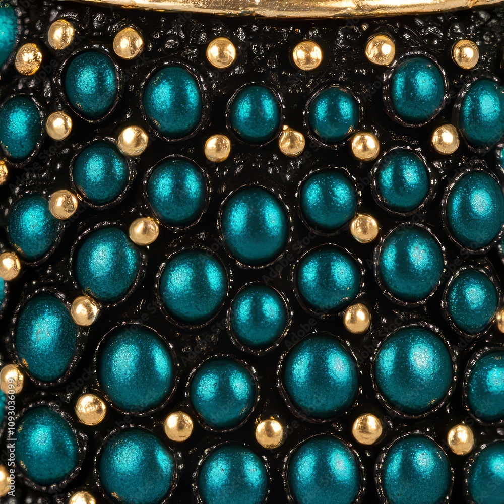 Close-up of teal and gold textured surface. Close-up of teal and gold textured surface.