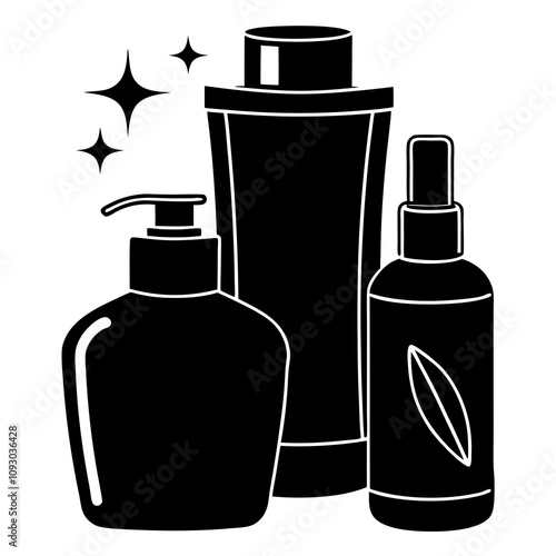 set of cosmetic bottles