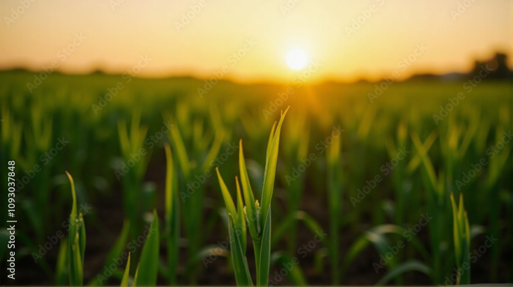 Obraz premium wheat field at sunset