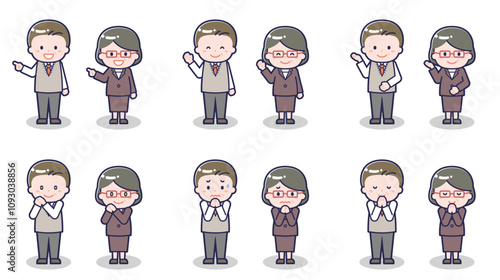 スーツ姿の中年男女 04