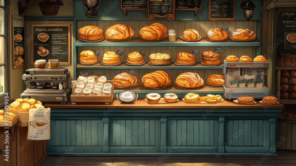 Charming Bakery Shop Fresh Bread Pastries Coffee Charming Bakery Shop Fresh Bread Pastries Coffee