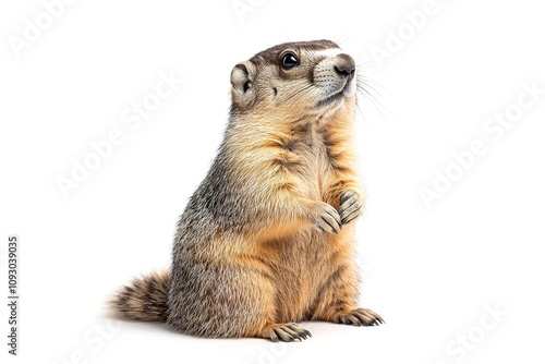 Cute prairie dog standing upright in curiosity