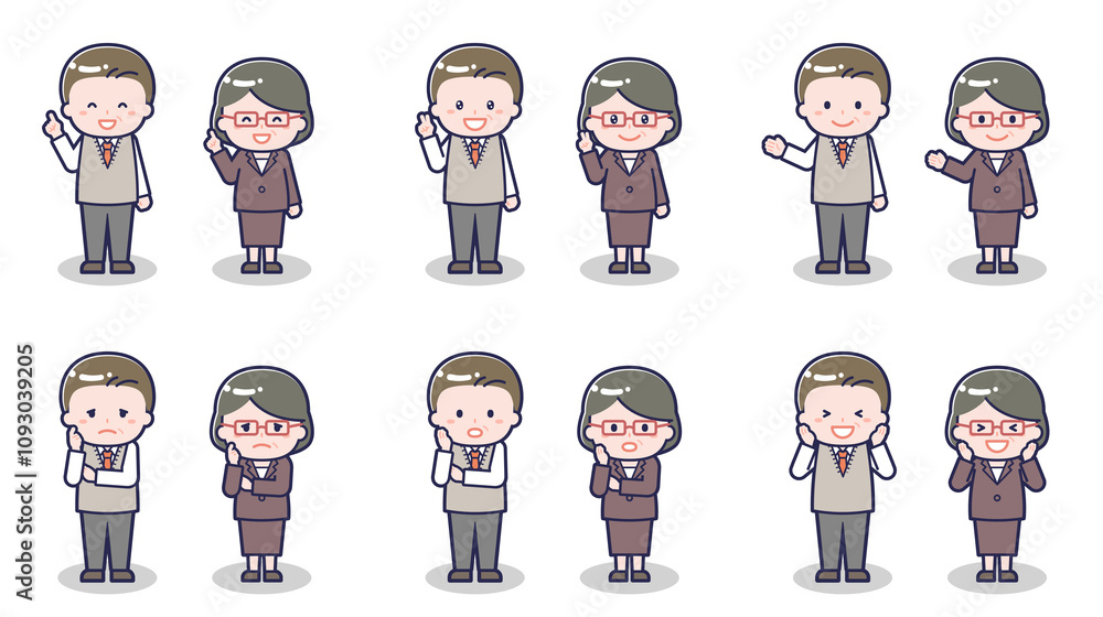 スーツ姿の中年男女 03