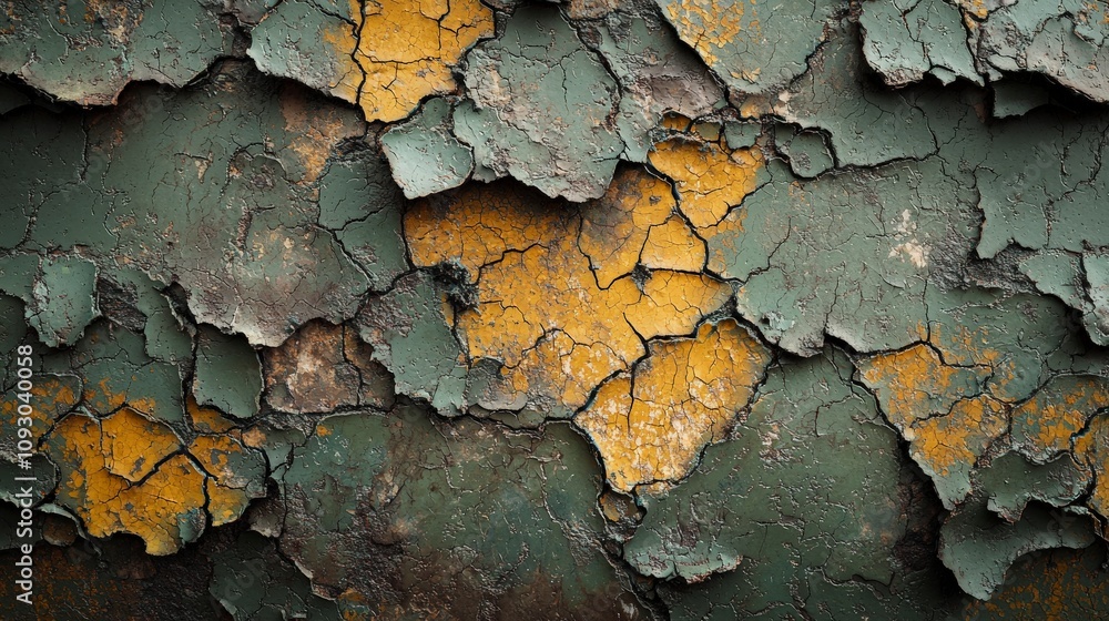 A cracked surface with green and yellow layers combines earthy textures, evoking a sense of aging and organic transition, rich with intricate natural details. A cracked surface with green and yellow layers combines earthy textures, evoking a sense of aging and organic transition, rich with intricate natural details.
