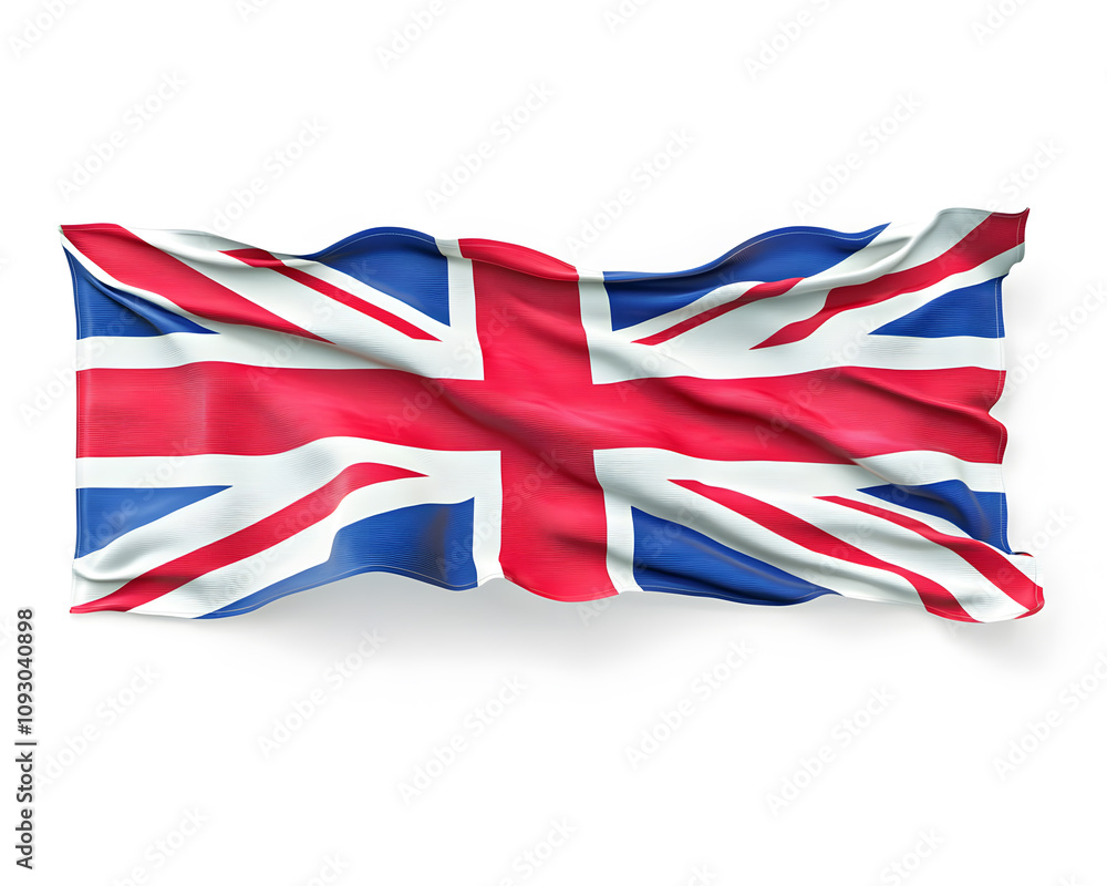 Waving United Kingdom flag, isolated on white background Waving United Kingdom flag, isolated on white background