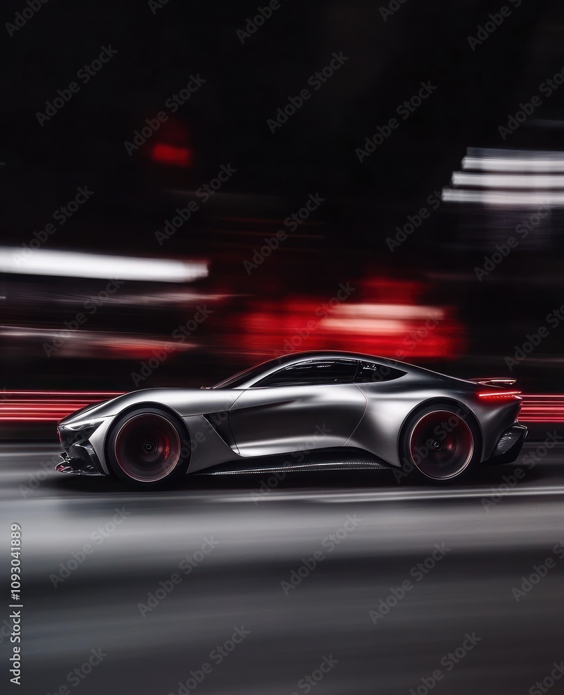 Futuristic Car in Motion with Blurred Background Futuristic Car in Motion with Blurred Background