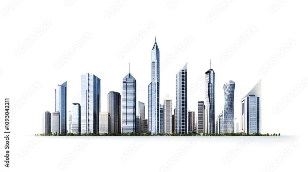 Obraz premium Big city skyline isolated on a white background