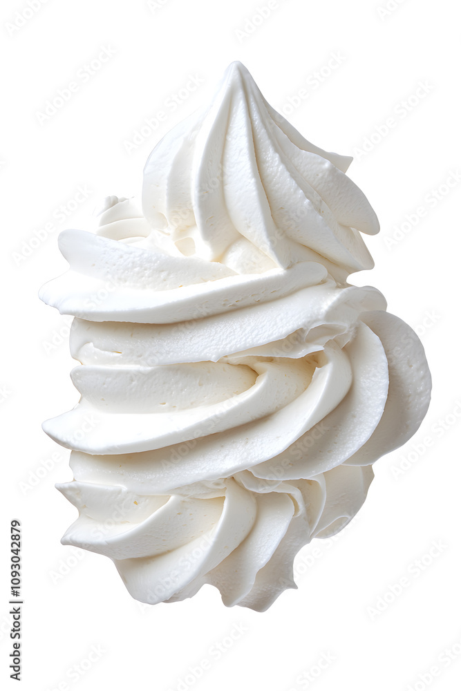 White cream swirl, whipped cream isolated on white background White cream swirl, whipped cream isolated on white background
