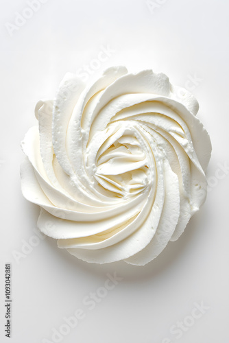 White cream swirl, whipped cream isolated on white background