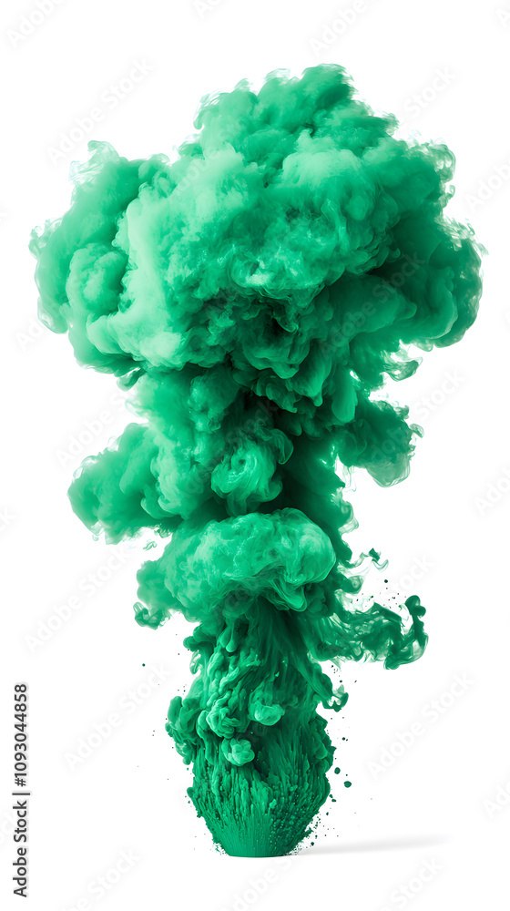 Green smoke explosion, isolated on white background Green smoke explosion, isolated on white background