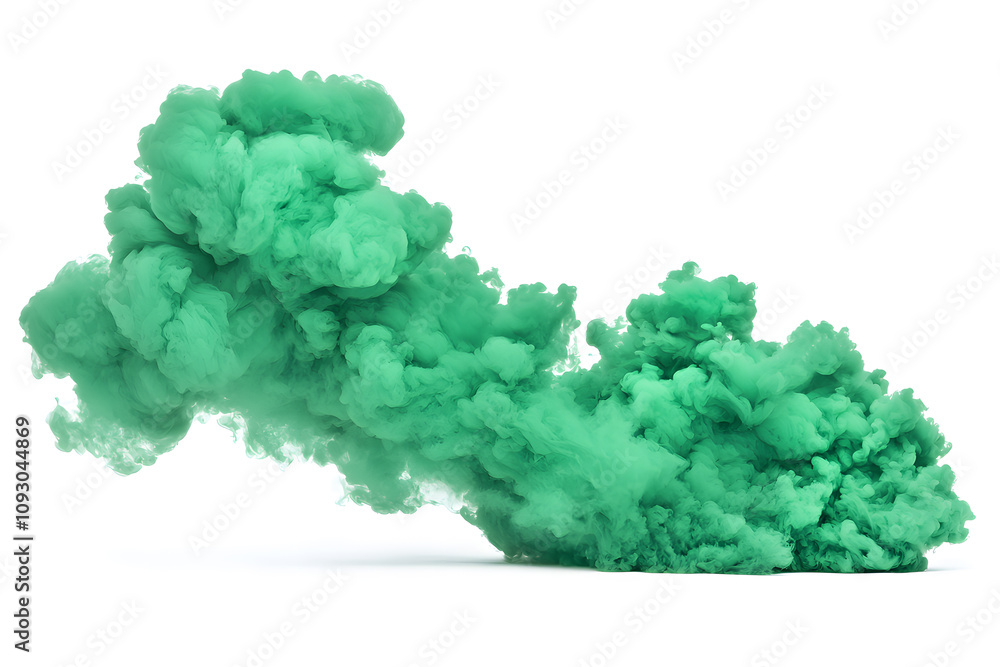 Green smoke explosion, isolated on white background Green smoke explosion, isolated on white background