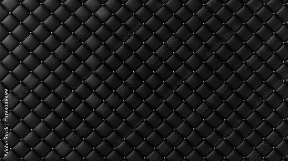 Obraz premium Luxurious and tufted black leather texture, quilted into diamond-shaped sections decorated by an embellishment, for high-end branding or luxury designs, with an elegant and premium quality