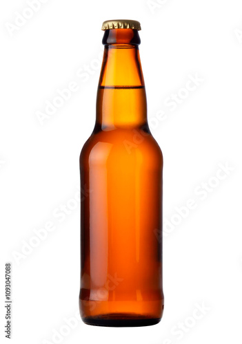 Brown beer bottle isolated on white