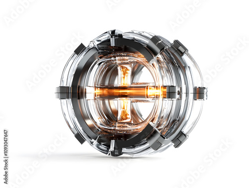  3d futuristic nuclear fusion reactor isolated on white