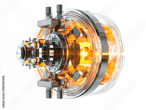  3d futuristic nuclear fusion reactor isolated on white