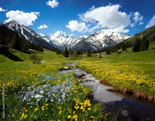 alpine meadow with flowers