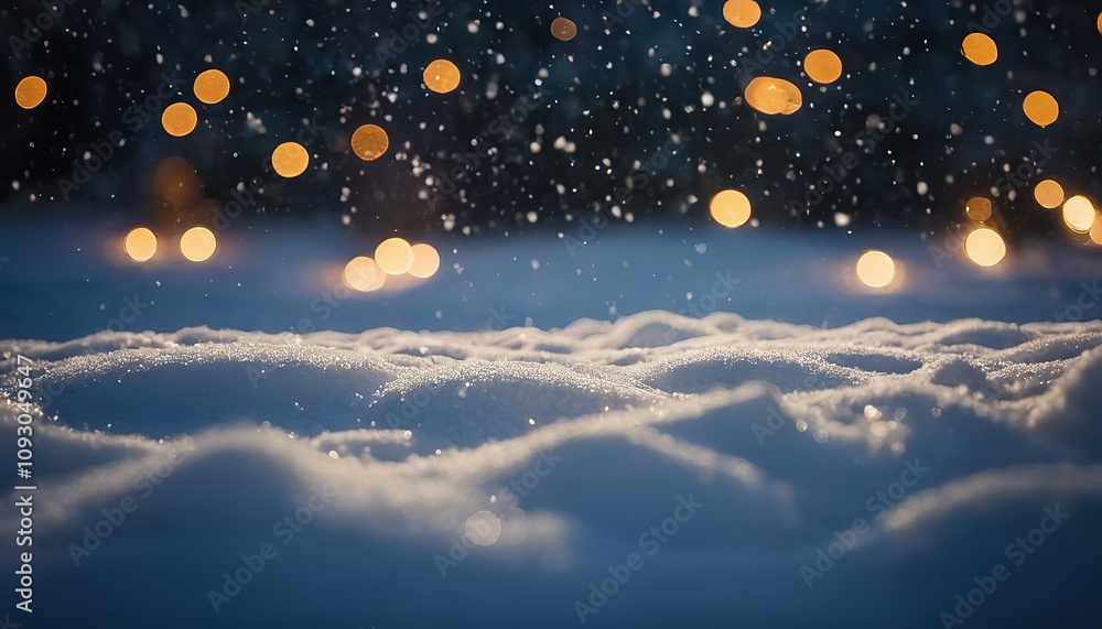 Christmas background with snow and bokeh lights Christmas background with snow and bokeh lights