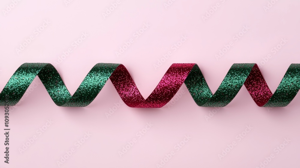 Festive holiday decorating with glittery green and red ribbon home crafting ideas indoor close-up celebration vibes Festive holiday decorating with glittery green and red ribbon home crafting ideas indoor close-up celebration vibes