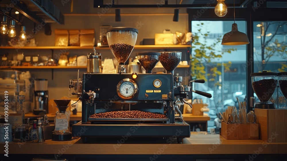 Gourmet Coffee Shop Espresso Machine Beans Cafe Interior Gourmet Coffee Shop Espresso Machine Beans Cafe Interior