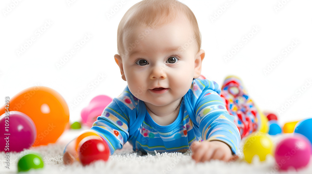 Baby playing on isolated background Baby playing on isolated background