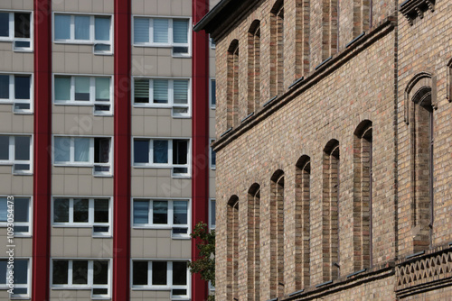 old and new buildings in the center of Magdeburg