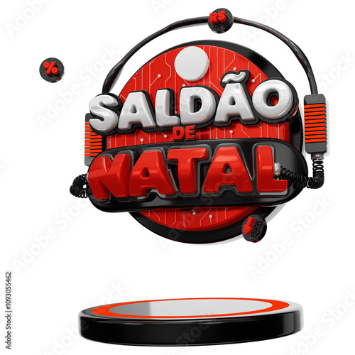 Selo 3d render Oferta de Natal inclinado photo