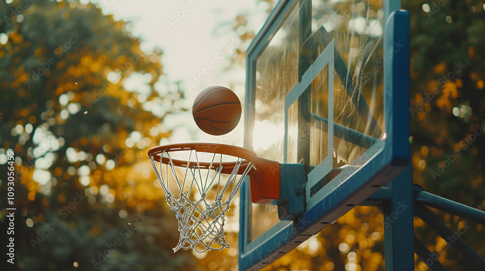 Basketball ball entering the hoop Basketball ball entering the hoop