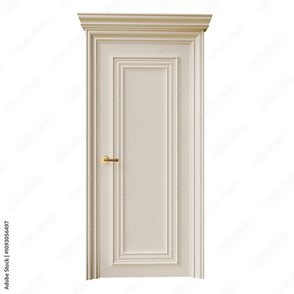 A white door with a gold handle and a gold knob A white door with a gold handle and a gold knob